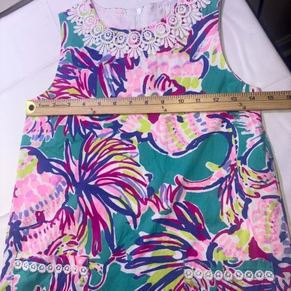 NWOT Lilly Pulitzer Tropical Floral Shift Dress Girls Side-Tie Size 10